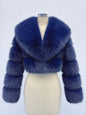 Cropped Faux Fur Coat for Women in Black