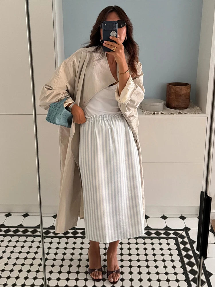 Women's Windproof Trench Coat Loose Fit Overcoat