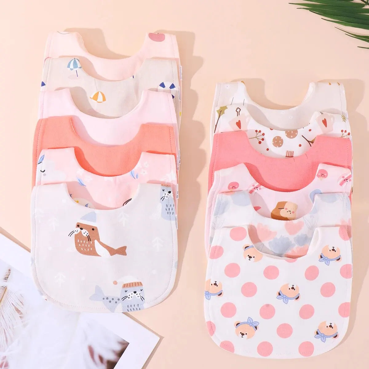 Soft Cotton Baby Bibs Burp Cloths Set U Shape