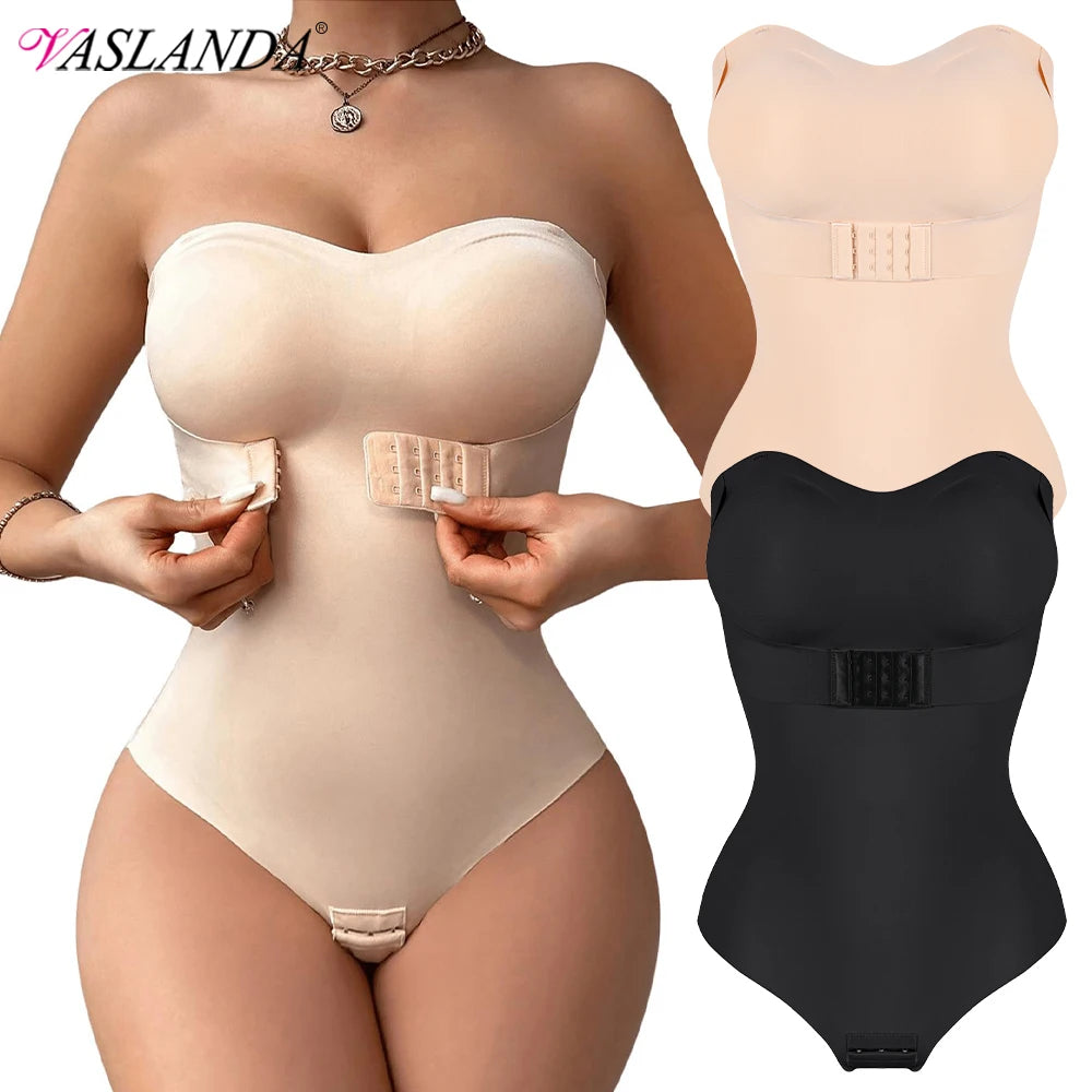 Strapless Bodysuit Tummy Control Shapewear Black S-4XL