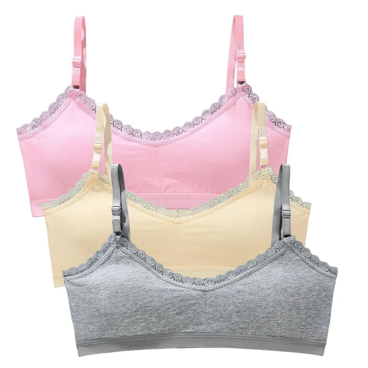 Girls Lace Training Bras Set Cotton Padded Daily Wear