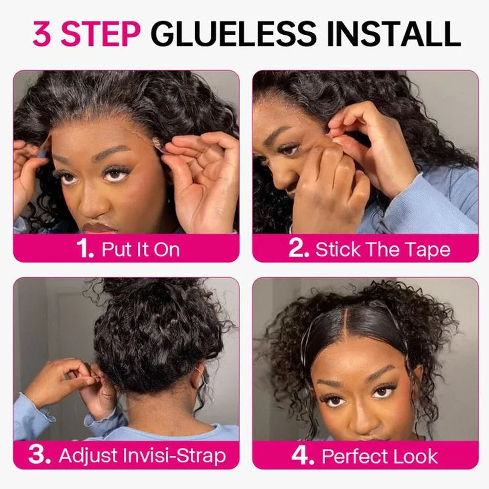 36 Inch Curly Water Wave Human Hair Wig Glueless