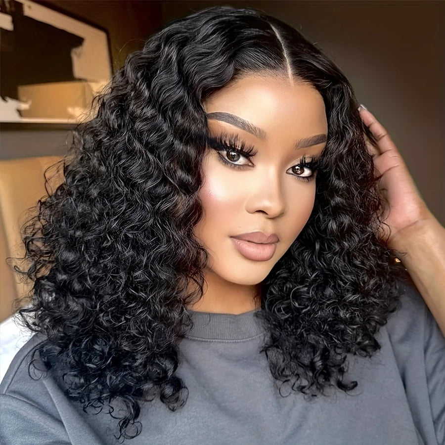 Deep Wave Bob Wig Human Hair Lace Front Short Curly