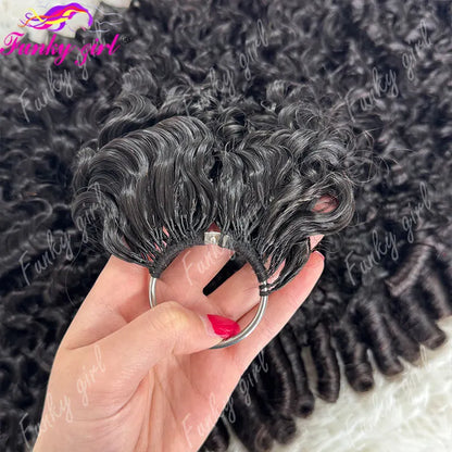 12A Curly Crochet Human Hair Extensions Natural Black