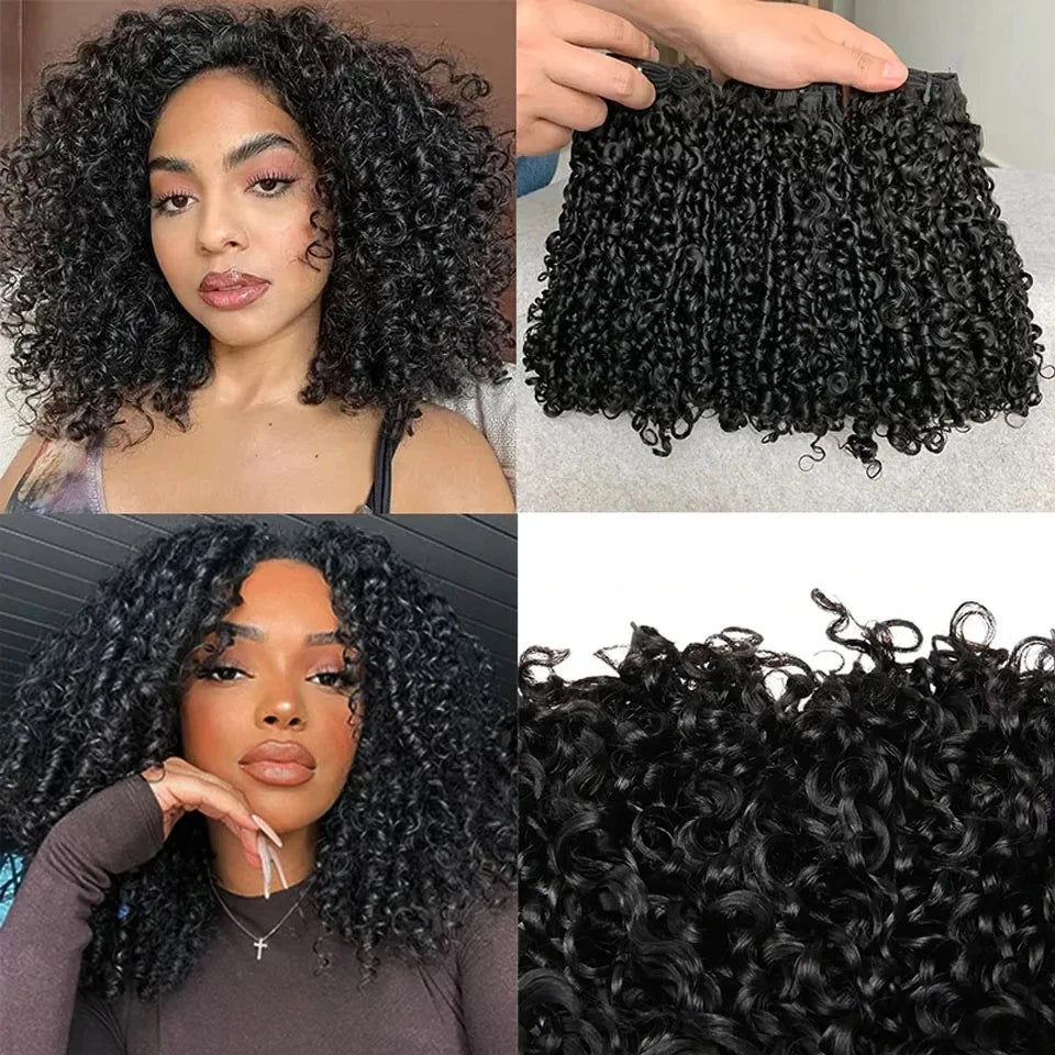 Brazilian Curly Human Hair Bundles Natural Color