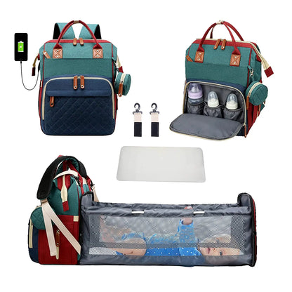 3 In 1 Waterproof Diaper Bag Backpack with USB Charge