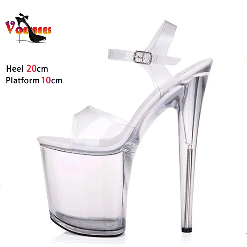 High Heel Crystal Platform Sandals for Women