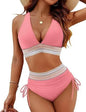 Textured Bikini Set with Wide Shoulder Belt for Women