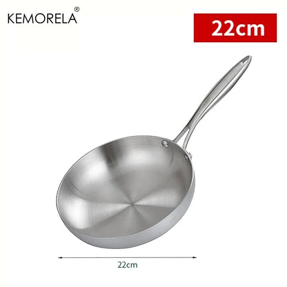 304 Stainless Steel Uncoated Frying Pan for Gas and Induction