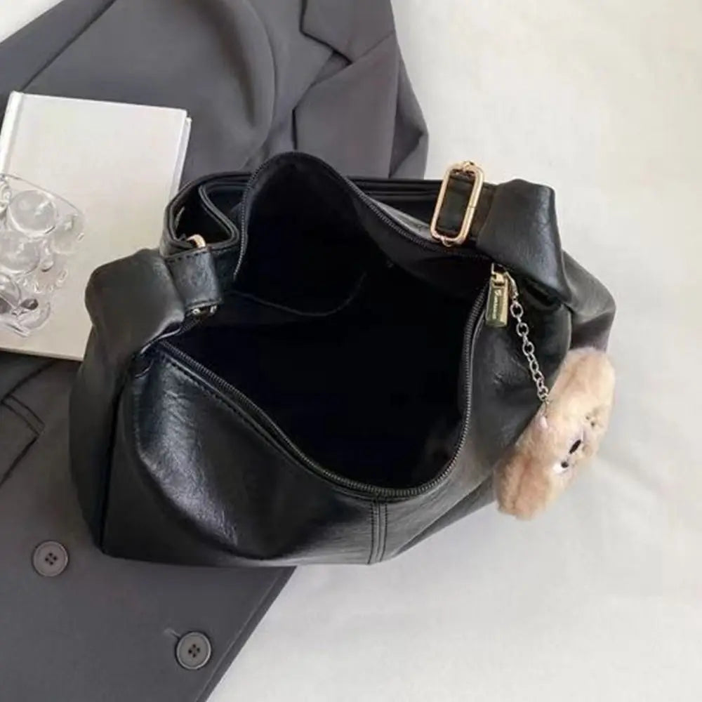 Trendy PU Leather Slouchy Shoulder Bag for Women