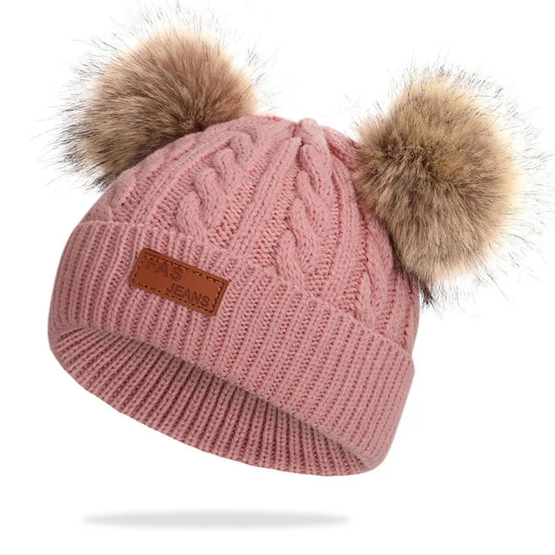 Cute Wool Pompom Baby Hat for Kids
