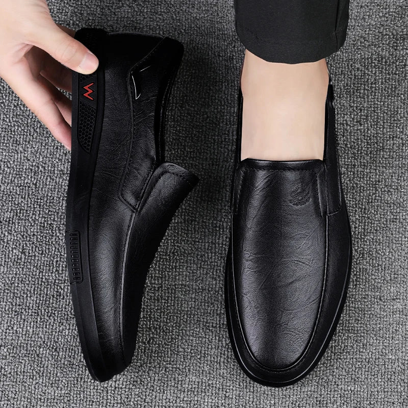 CLOHOO Men's Leather Casual Loafers for Office