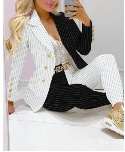 Paisley Butterfly Blazer Suit and Pants Set for Women
