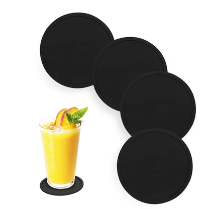 Large Black Silicone Drink Coasters Set for Indoor Outdoor