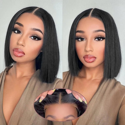Glueless Human Hair Bob Straight Lace Front Wig