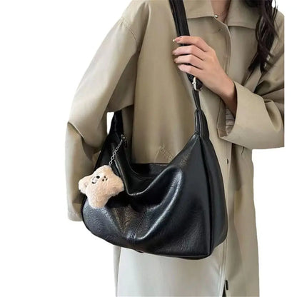 Trendy PU Leather Slouchy Shoulder Bag for Women
