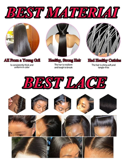 220 Density Bone Straight HD Lace Frontal Wig Natural Black