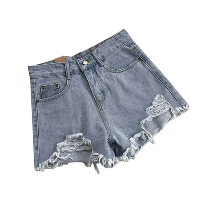 High Waist Ripped Denim Shorts for Women Summer Casual