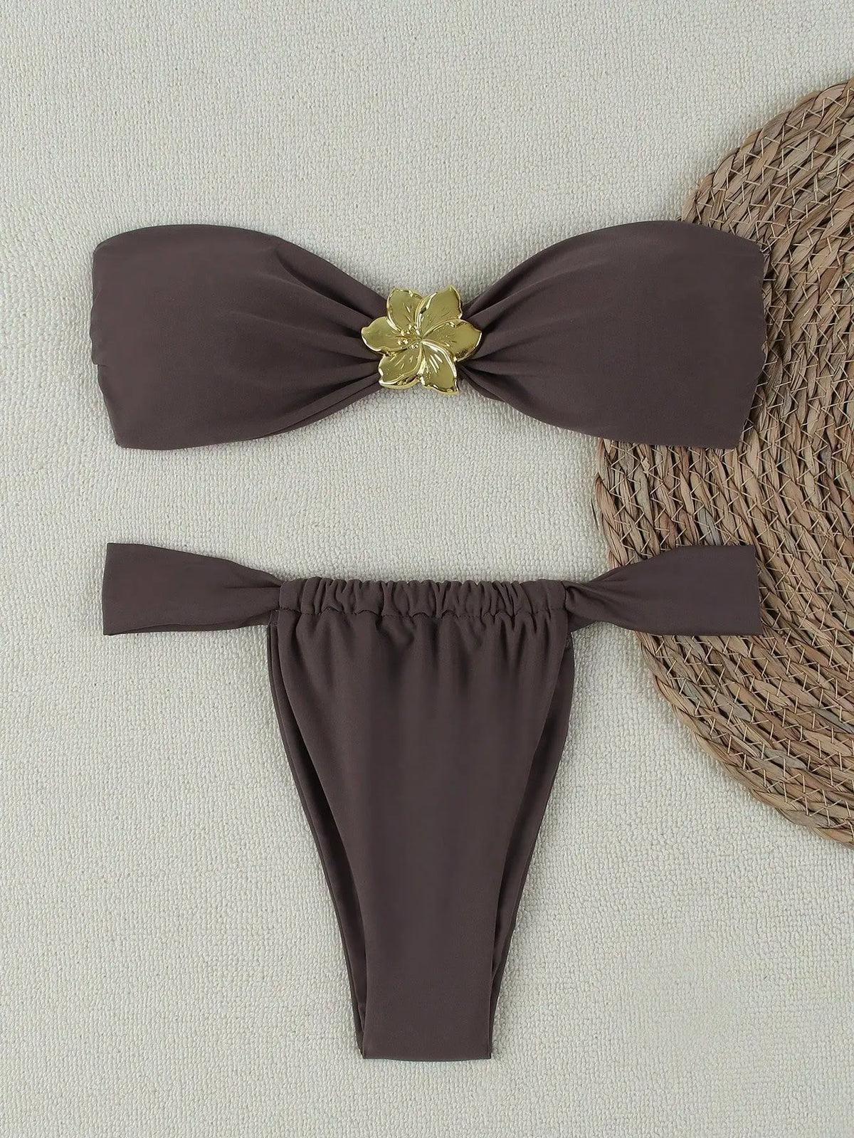 Bandeau Push-Up Bikini Set with Brazilian Thong