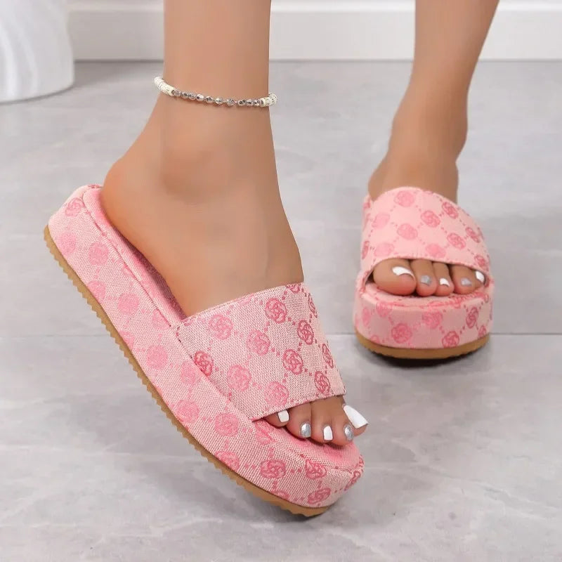 Women Floral Platform Sandals Casual Beach Shoes