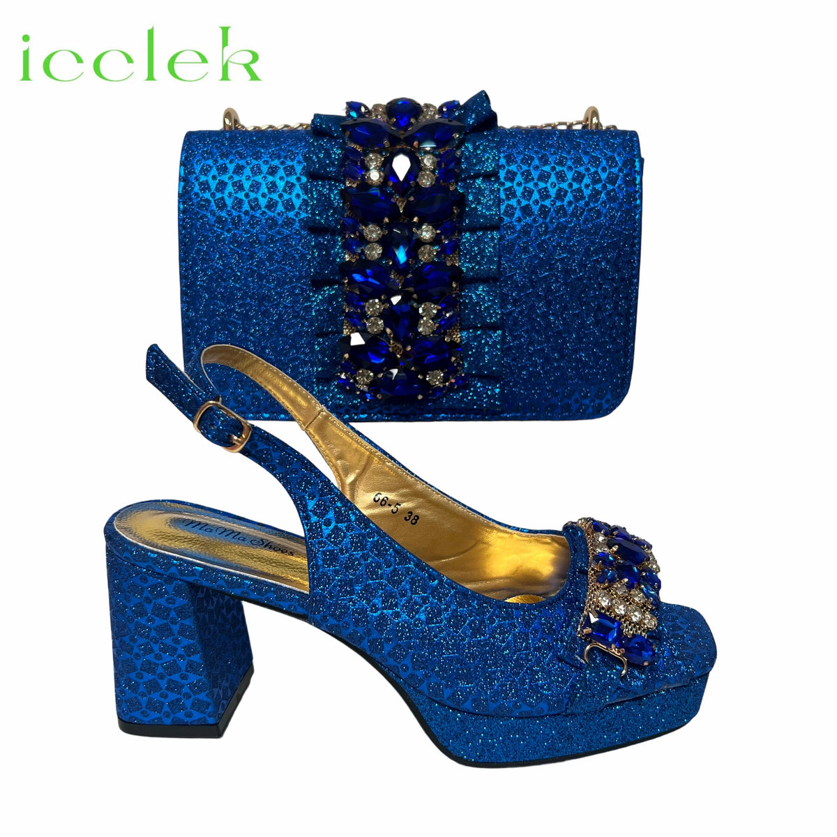 Orange Synthetic Fabric Women's High Heel Shoe and Bag Set