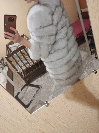 4in1 Women Fox Fur Coat Winter Outerwear