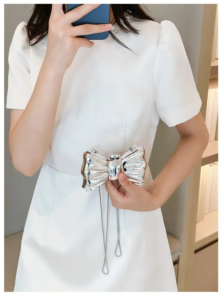 Golden Acrylic Round Clutch Purse for Parties