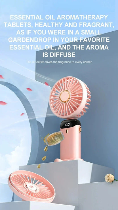 Portable Rechargeable Handheld Fan with LED Display