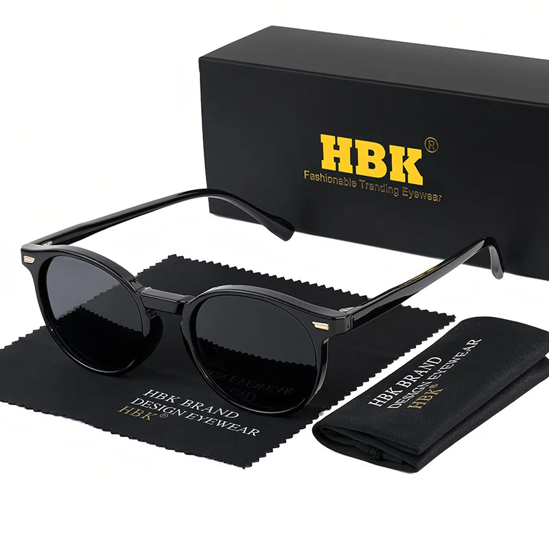HBK Fashion Sunglasses Men Round TR90 Frame UV400