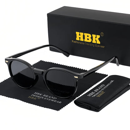 HBK Fashion Sunglasses Men Round TR90 Frame UV400