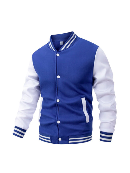 Men's Color Block Fleece-Lined Varsity Jacket