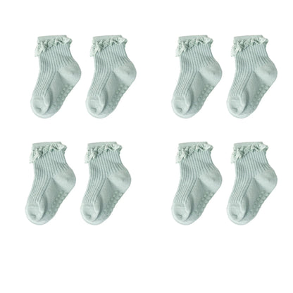 Cotton Lace Socks for Toddler Girls Non-slip Half Knee