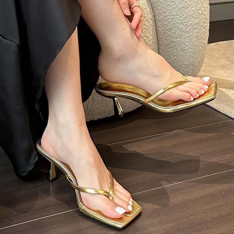 Women's Summer High Heel Flip Flops Sandals