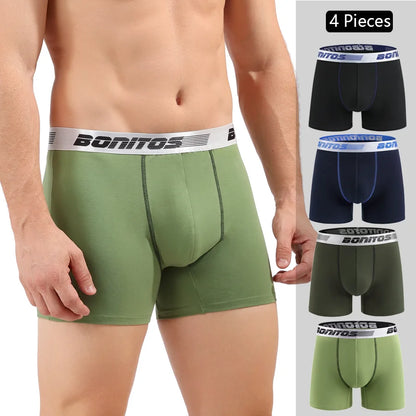 4pcs Cotton Boxer Shorts for Men Soft Underwear Set