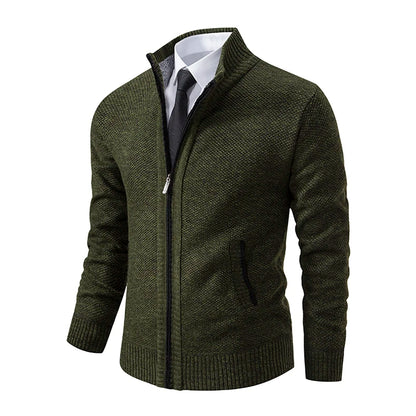 Men's Fleece Zipper Cardigan Casual Sports Coat