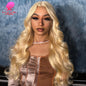 613 Glueless Human Hair Lace Closure Wig Blonde Straight