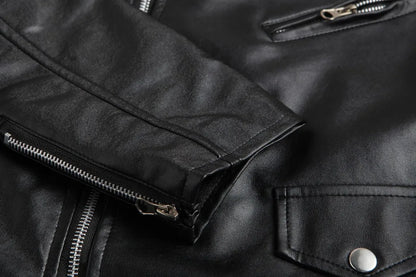 Men's Slim Fit PU Leather Motorcycle Jacket