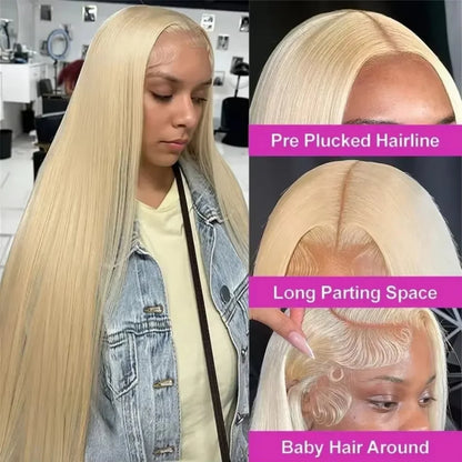 13x6 Lace Frontal Wig 613 Blonde Straight 30 Inch Human Hair