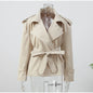 Solid Lace Up Trench Coat Women Full Sleeve Windbreak