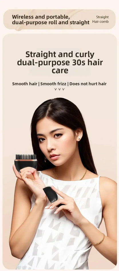 Mini Rechargeable Hair Straightener Brush Portable