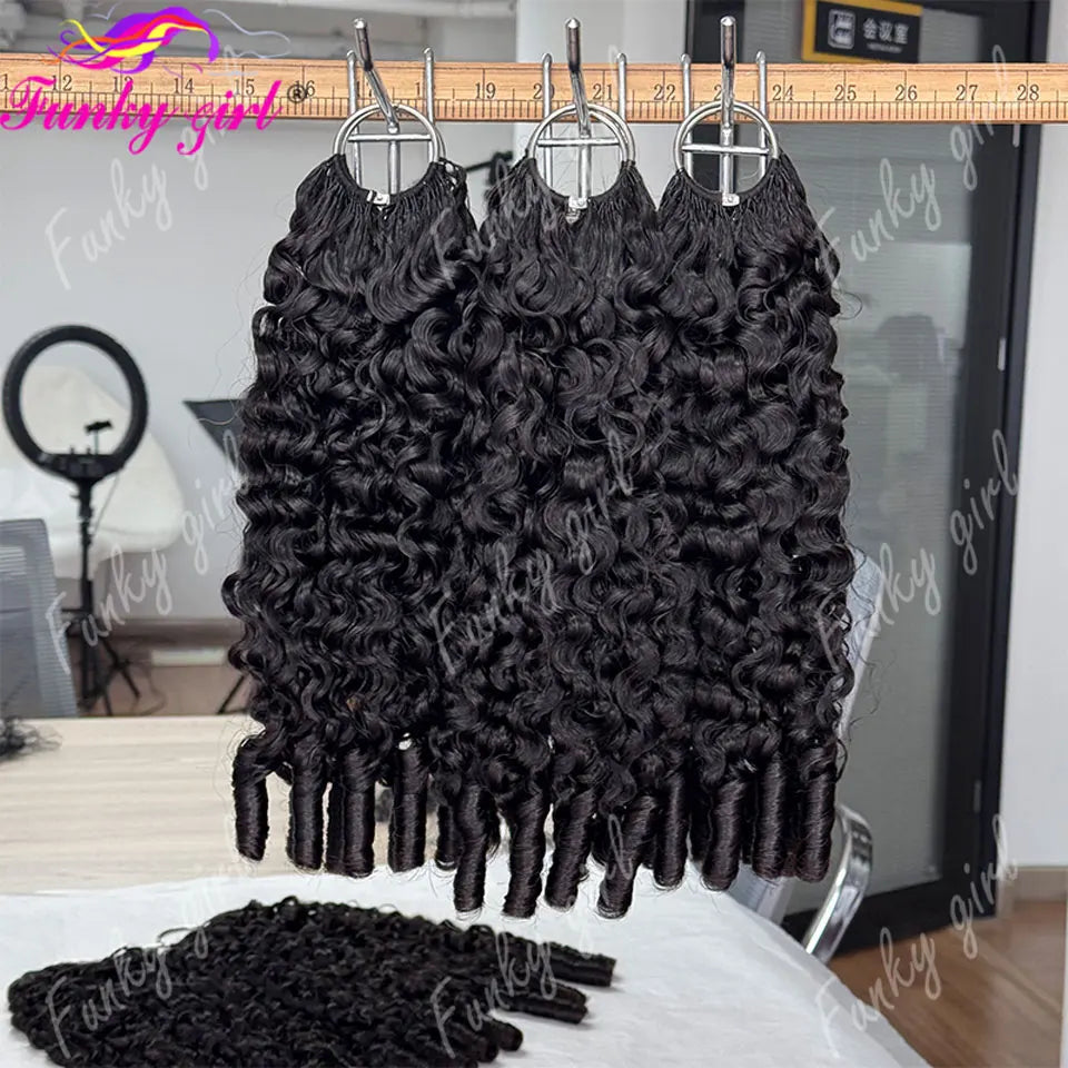 12A Curly Crochet Human Hair Extensions Natural Black