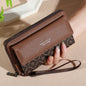 Men's Faux Leather Double Layer Wallet with Zippered Card Holder