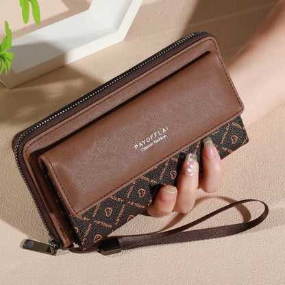 Men's Faux Leather Double Layer Wallet with Zippered Card Holder