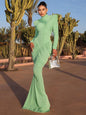 Maxi Dress Women Turtleneck Full Sleeve Backless
