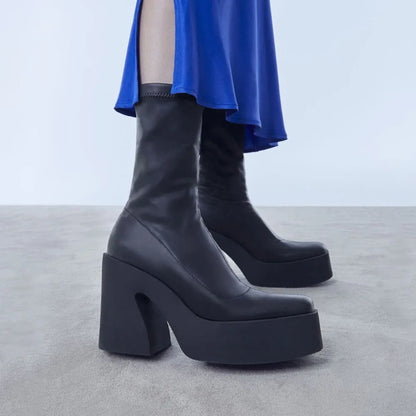 Gothic Square Toe Ankle Boots for Women