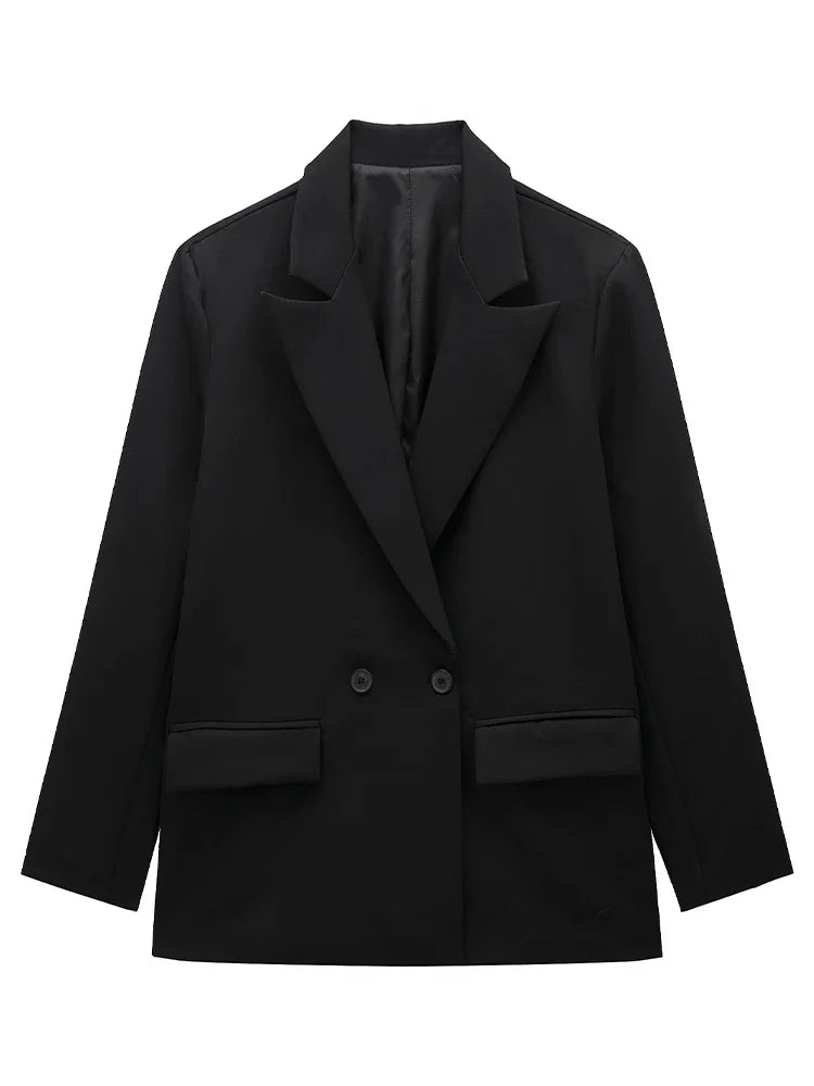 Willshela Women Vintage Double Breasted Blazer with Pockets