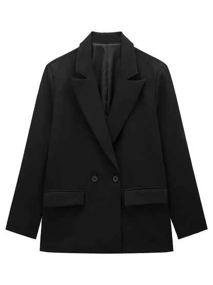 Willshela Women Vintage Double Breasted Blazer with Pockets