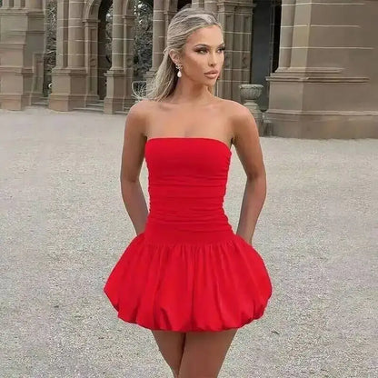 Townlike Halter A-line Mini Ball Gown Dress for Women