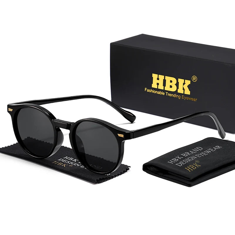 HBK Fashion Sunglasses Men Round TR90 Frame UV400