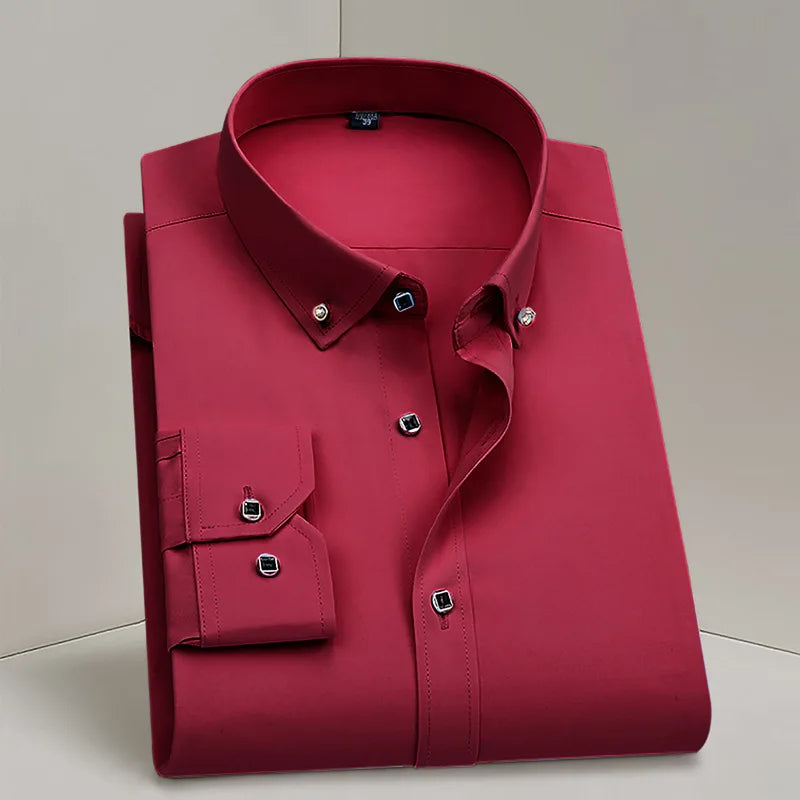 Men's Formal White Dress Shirt Long Sleeve Cotton Blend